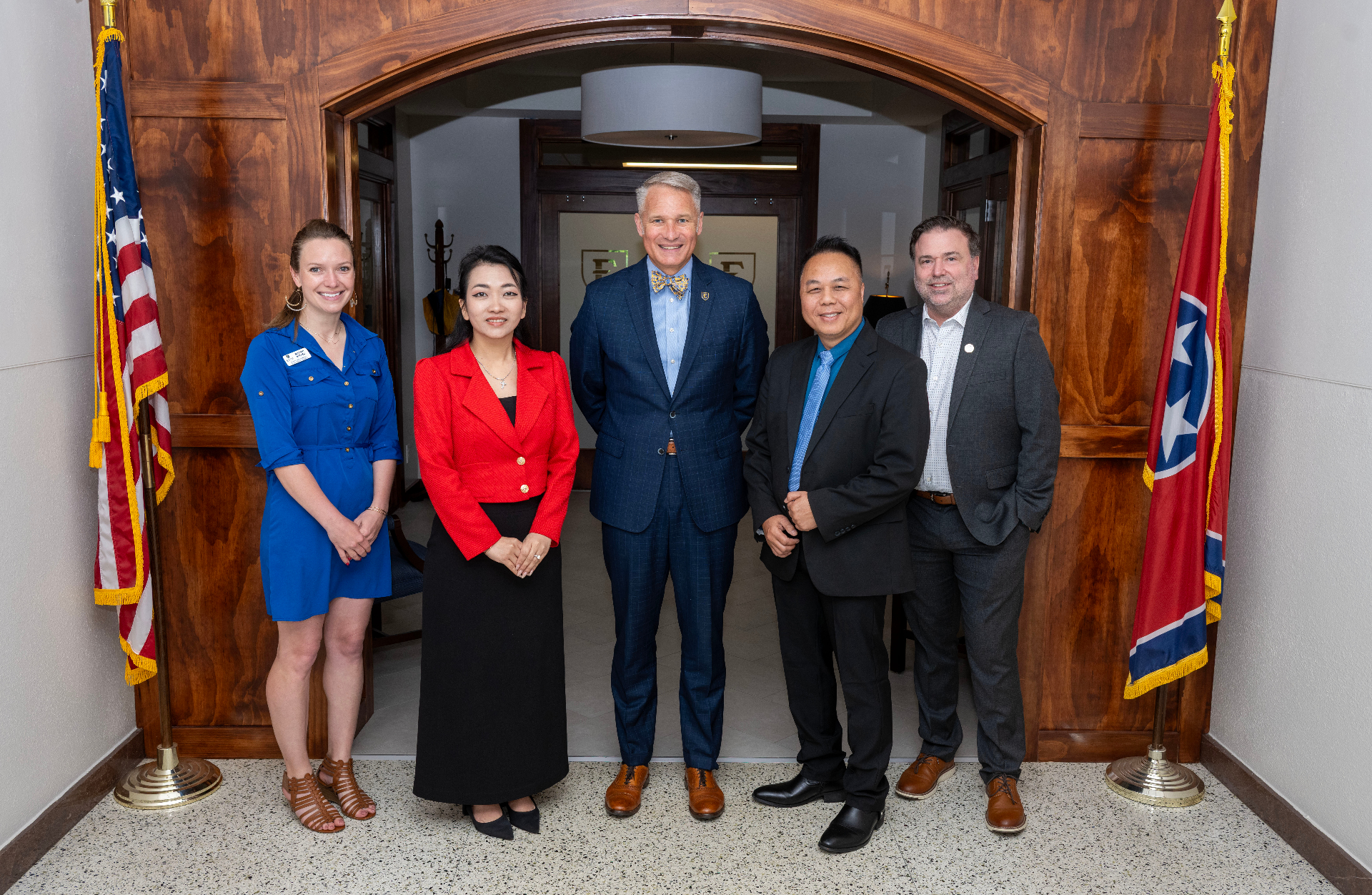 Ms. Ella Nguyen meeting with university leadership