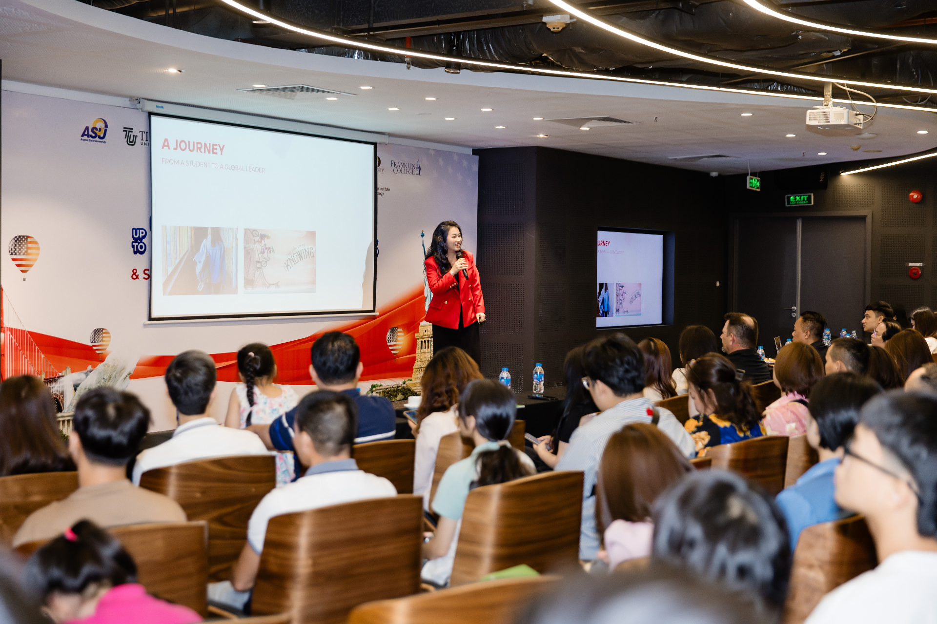 Ms. Ella Nguyen speaking at an international education conference